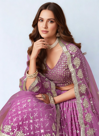 Ready-to-Wear Purple Georgette Heavy Sequin Lehenga Choli