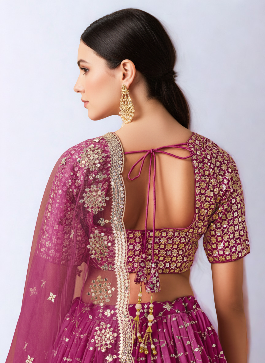 Ready-to-Wear Purple Georgette Heavy Sequin Lehenga Choli