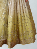 Ready-to-wear Lime Green Ombré Premium Georgette Lehenga with Sequin Work