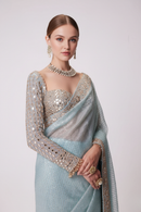 Premium Heavy Embroidered Georgette Saree with Original Mirror Handwork