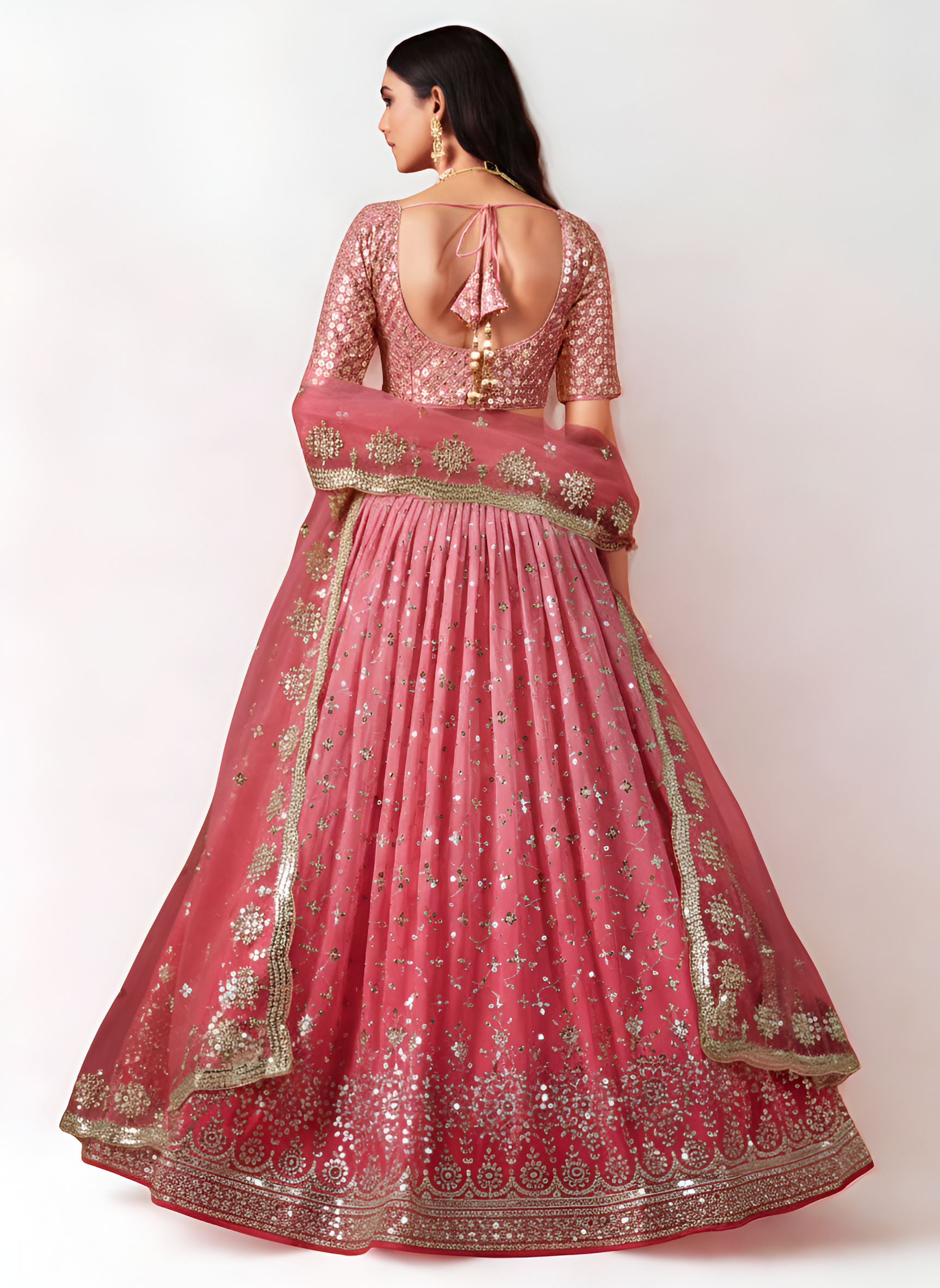 Ready-to-Wear Pink Georgette & Sequin Lehenga Choli
