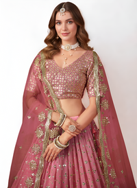 Ready-to-Wear Pink Georgette & Sequin Lehenga Choli