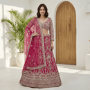 The 'Aria' Deep Wine Butterfly Net Lehenga — Fully Stitched