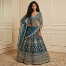 The 'Mayura' Regal Peacock Teal Lehenga Set