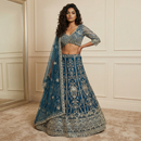 The 'Mayura' Regal Peacock Teal Lehenga Set