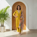 Roman Silk Kurti Set with Floral Chanderi Dupatta