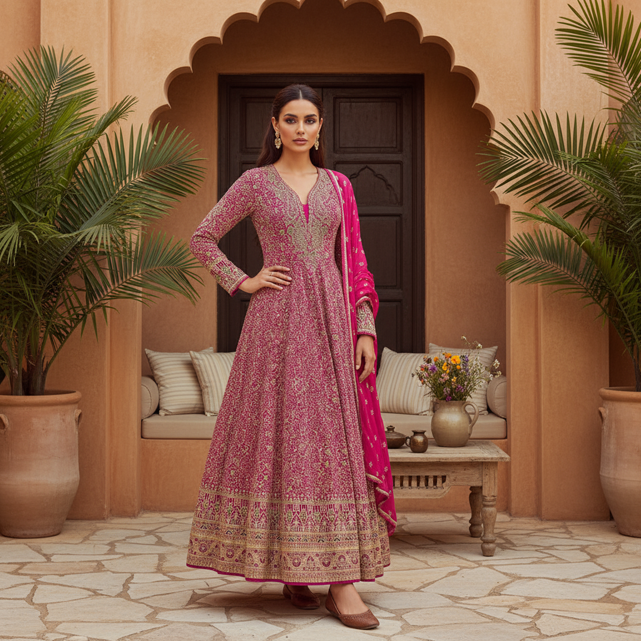 The Maharani Show-Stopper Anarkali Gown with Full Embellishment