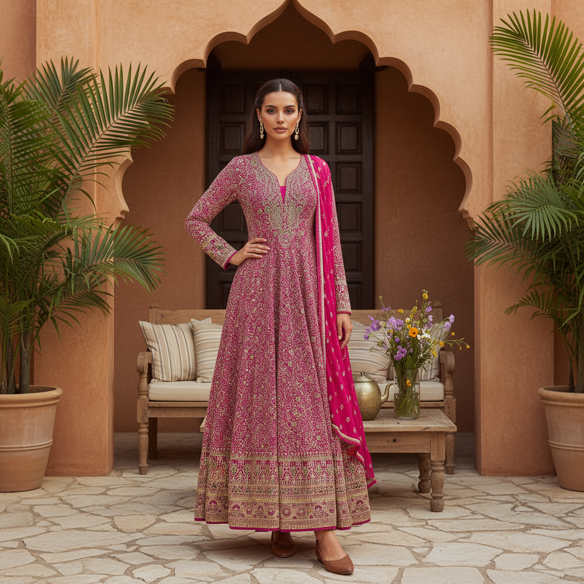 The Maharani Show-Stopper Anarkali Gown with Full Embellishment