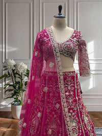 The 'Aria' Deep Wine Butterfly Net Lehenga — Fully Stitched