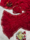 Designer Red Space Silk Saree – Perfect for Sangeet & Cocktail Parties